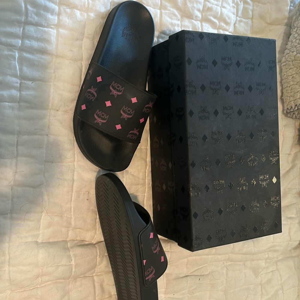 MCM slides, size 38, worn once